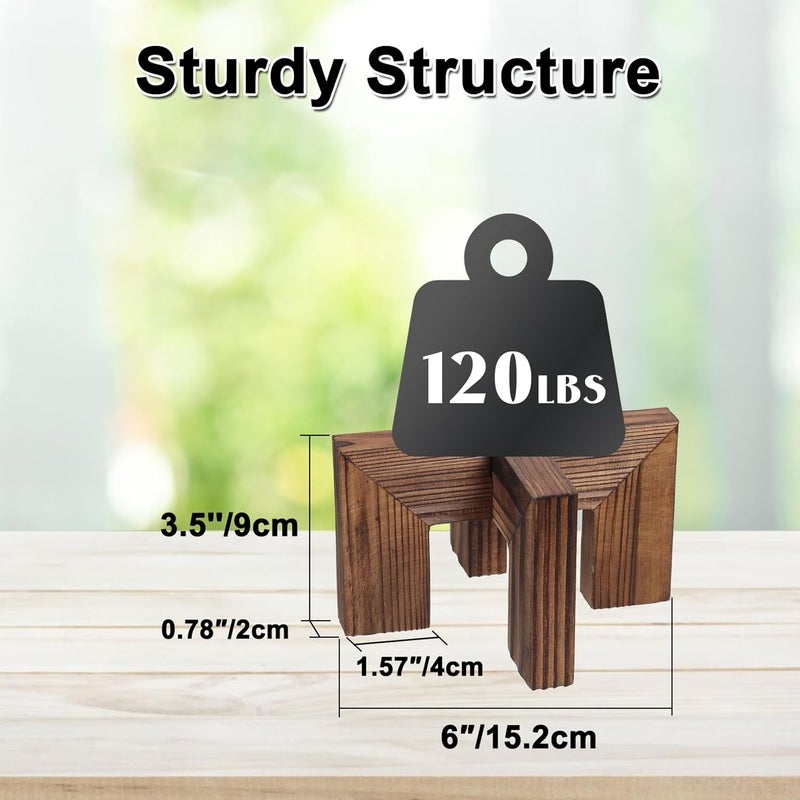Vigordream Plant Stand, Indoor/Outdoor Wood Plant Holder, Single Flower Pot Stand, Sturdy Planter Stands (Walnut, Fit 2.5-6 inch pots) - Image 3